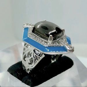 Shungite & Zircon 925 Ring